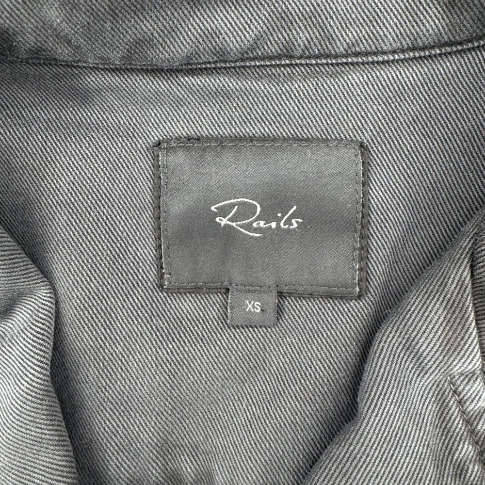 Rails‎ Lisette Carbon Black Button Down Puff Sleeve Mini Dress Denim Preppy  XS - Picture 5 of 8